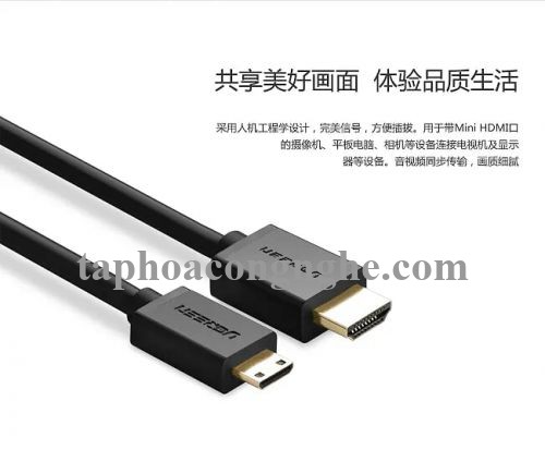 Ugreen 11163 3m cáp mini hdmi ra hdmi đầu mạ vàng 24k 11163 30011163
